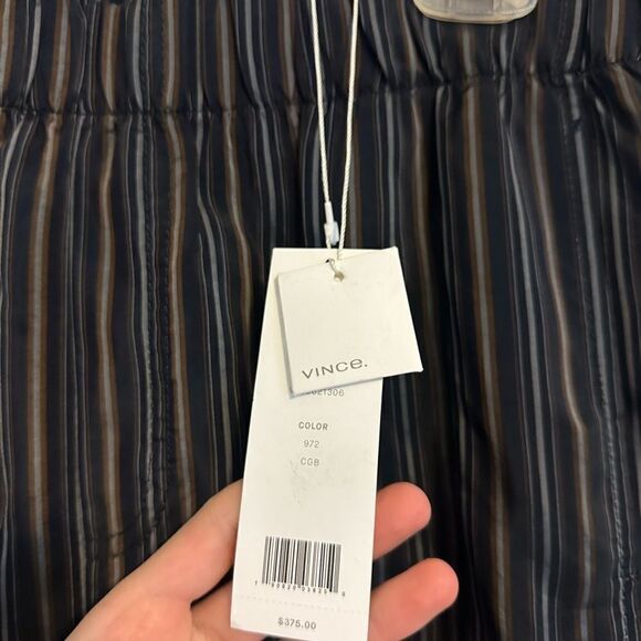 NWT $375 Vince Stripe Cupro Pants Midnight Blue Size Small - Picture 7 of 13